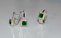 Cеребряные серьги с золотыми пластинами